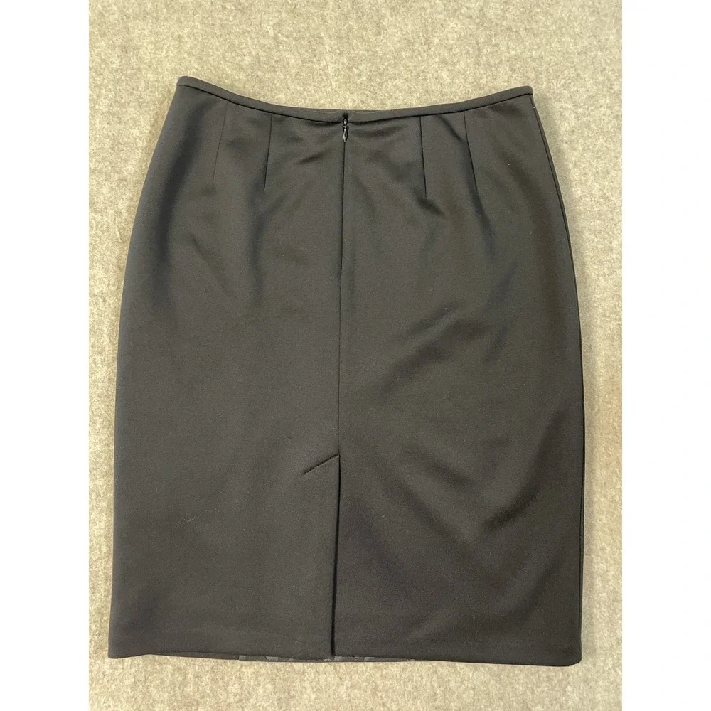 Calvin Klein Animal Print Black Pencil Skirt Sz 6 Lined Zipper Hook And Eye Midi